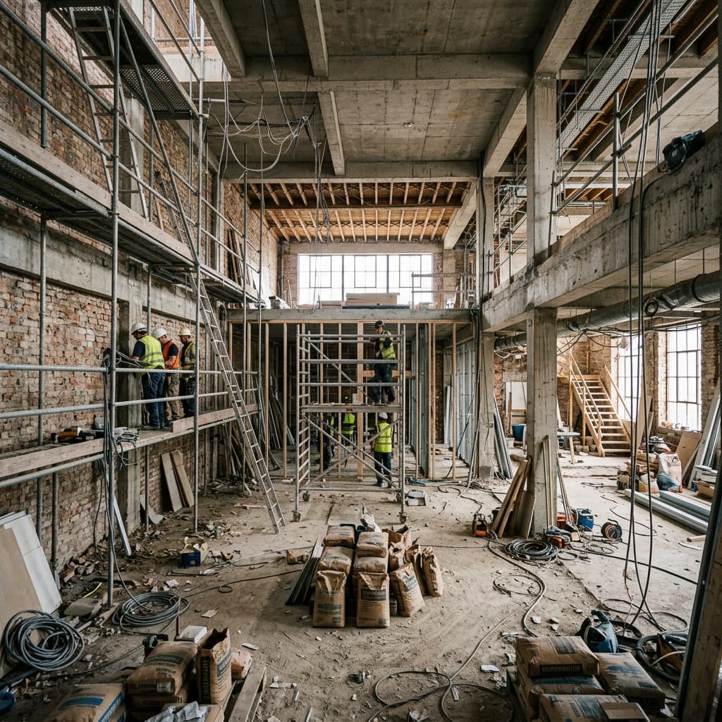 Chantier de rénovation brute